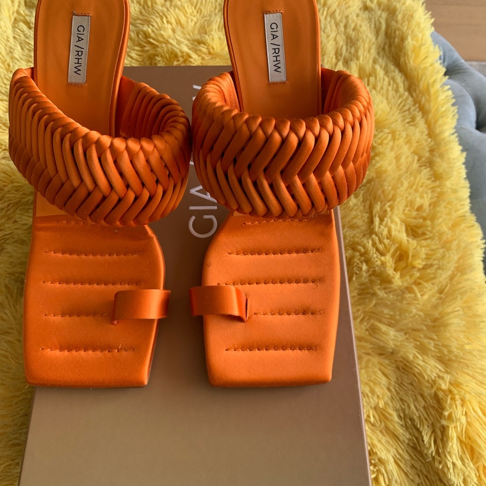 Gia/RHW Orange Woven Mules